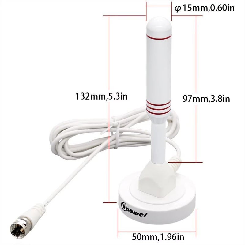 Chaowei Small Indoor Amplified HDTV Antenna with Signal Booster Amplifier, 2023 Amplified hd Digital tv Antenna with Magnetic Base,16.5ft Coax Cable, Up to 100 Miles - Image 3
